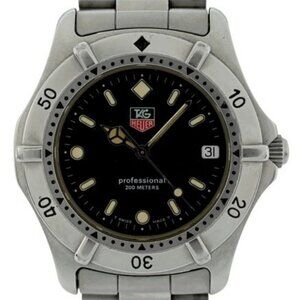 Tag Heuer 37mm Men's Professional 2000 Series Black Dial SS Watch Ref: WE1110-R!